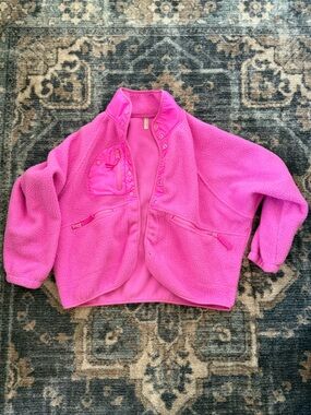 Free People Hot Pink Fleece Jacket